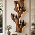 Solid Wood Wall Wine Rack with Glass Holder - Crescent Wall - square cover image