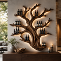 Solid Wood Wall Wine Rack with Glass Holder - Gallery Wave - main view
