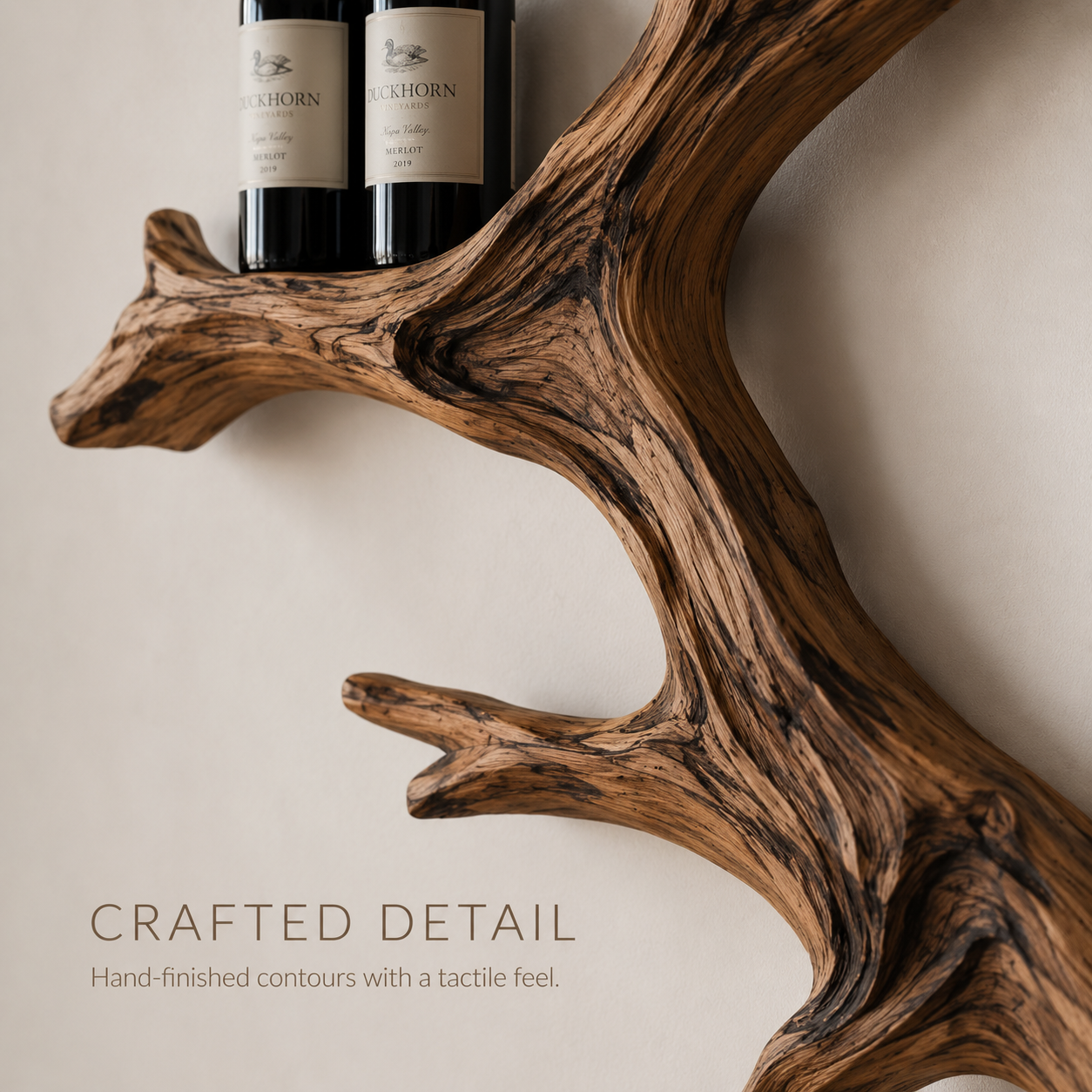 Solid Wood Wall Wine Rack with Glass Holder - Gallery Wave - product image 06