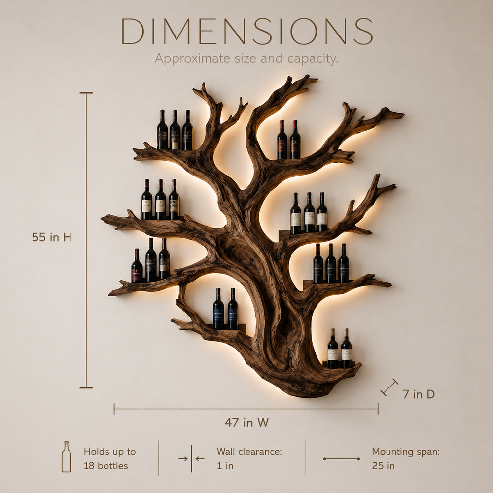 Solid Wood Wall Wine Rack with Glass Holder - Gallery Wave - product image 08