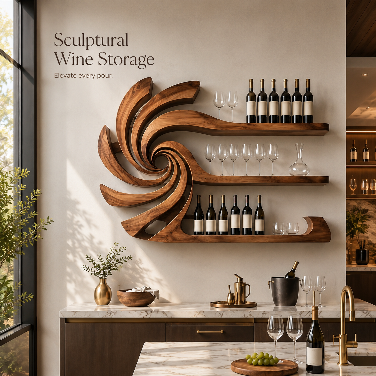 Rowan Solid Wood Wine Holder - Design 293 - product image 02