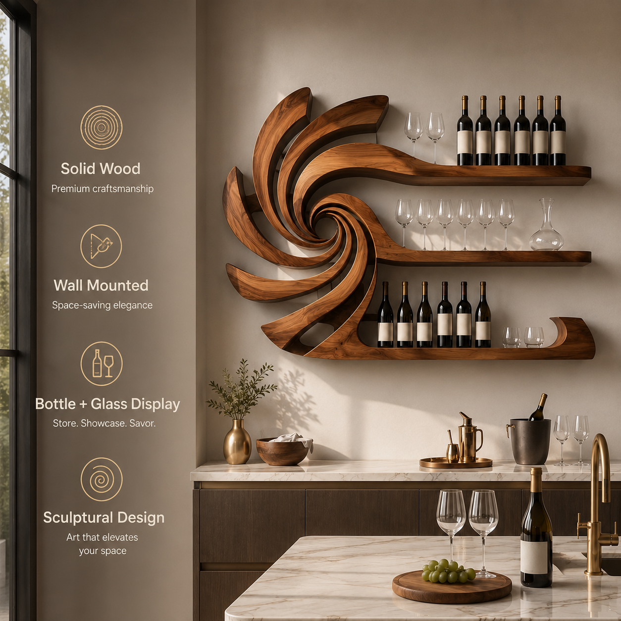 Rowan Solid Wood Wine Holder - Design 293 - product image 09