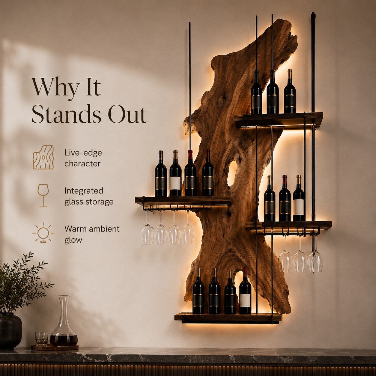 Avery Sculptural Wall Wine Rack - Design 308 - product image 09