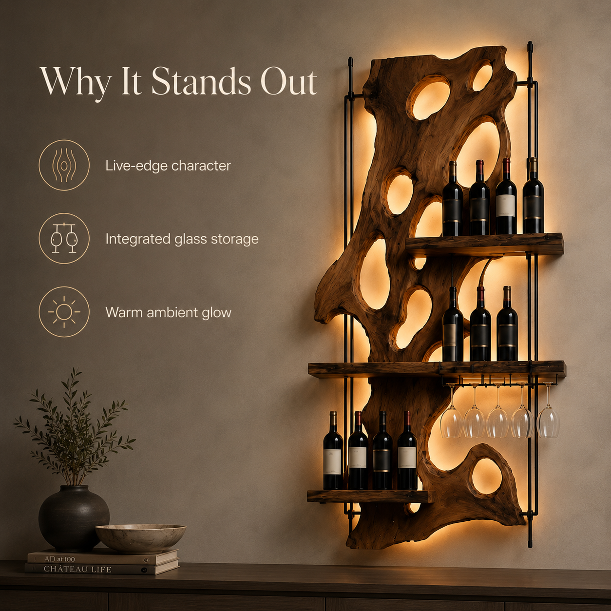 Rowan Solid Wood Wine Holder - Design 309 - product image 09