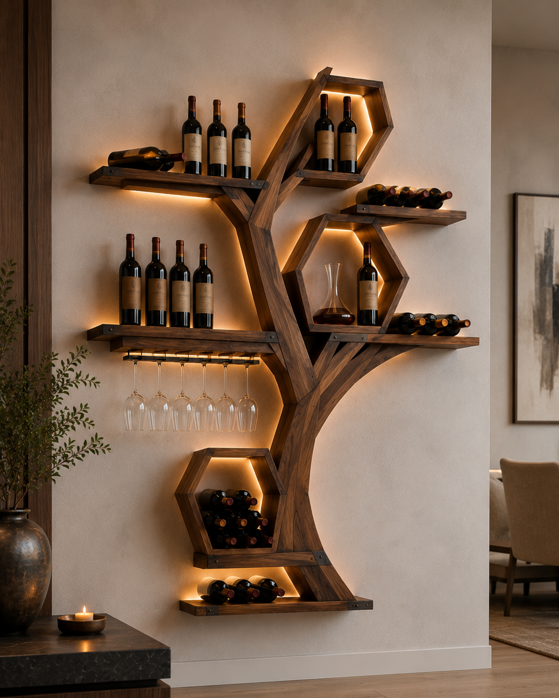 Elara Curved Wood Wine Holder - Design 313 - main view