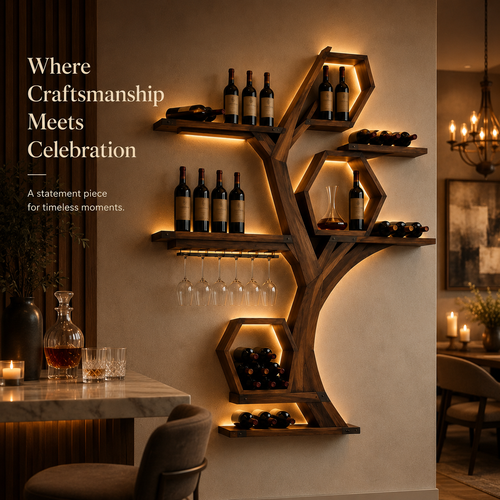 Elara Curved Wood Wine Holder - Design 313 - product image 02