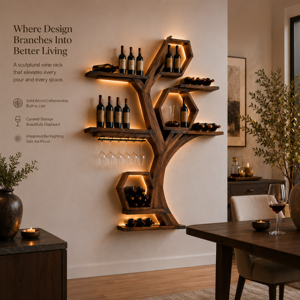 Elara Curved Wood Wine Holder - Design 313 - product image 04
