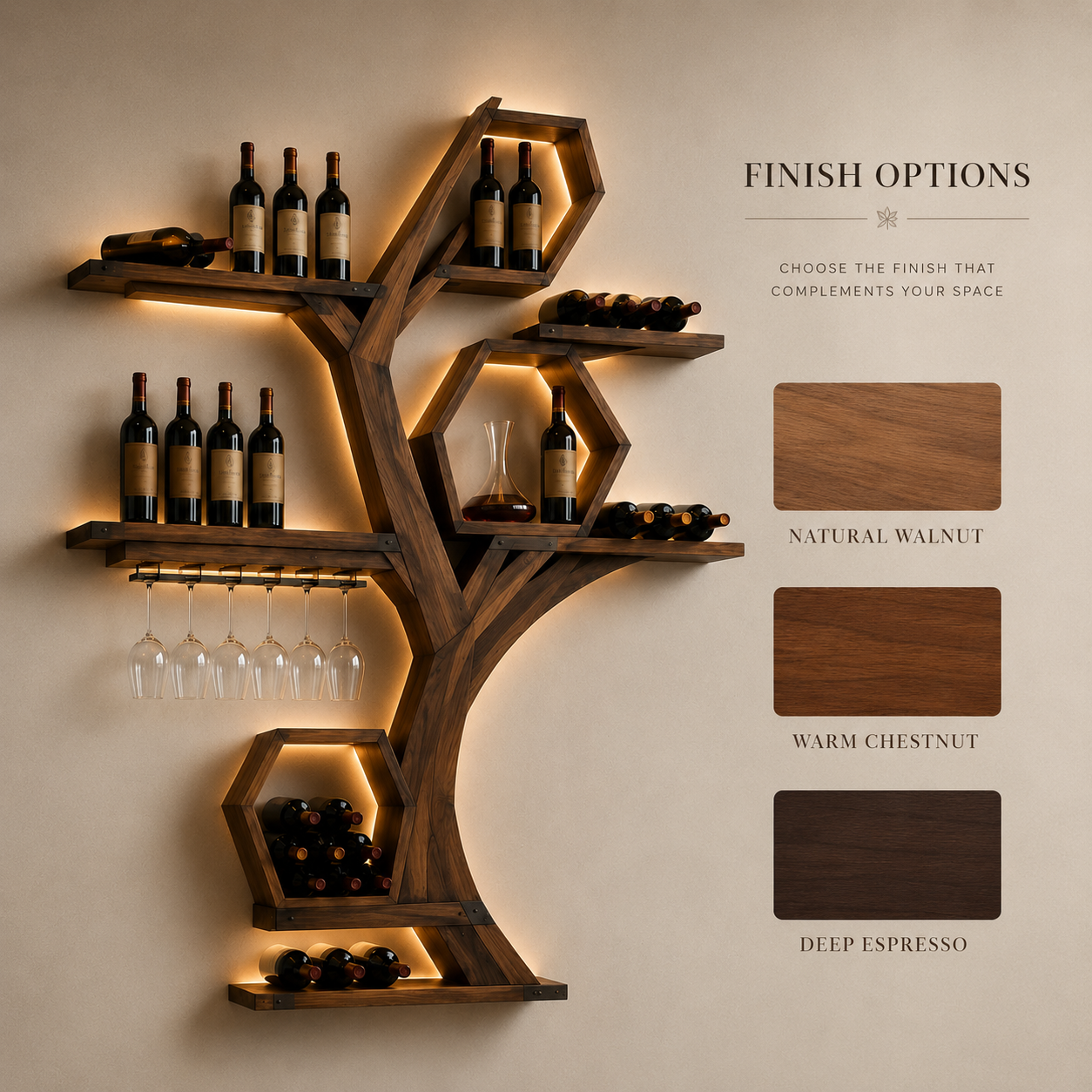 Elara Curved Wood Wine Holder - Design 313 - product image 11
