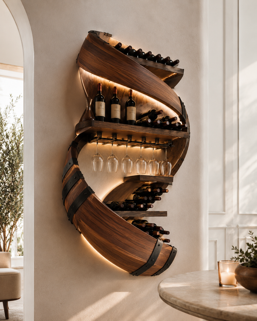 Veyra Warm Wood Wine Rack - Design 314 - main view