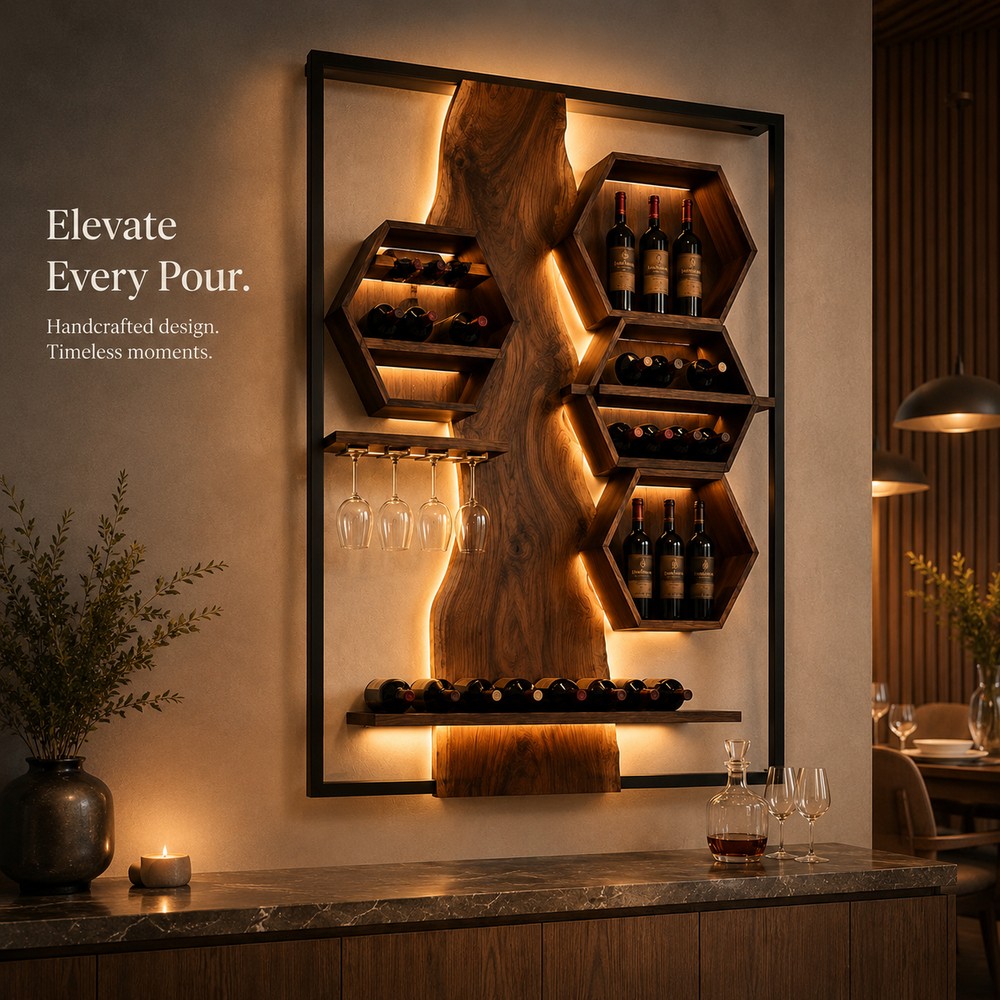 Rowan Solid Wood Wine Holder - Design 317 - product image 02