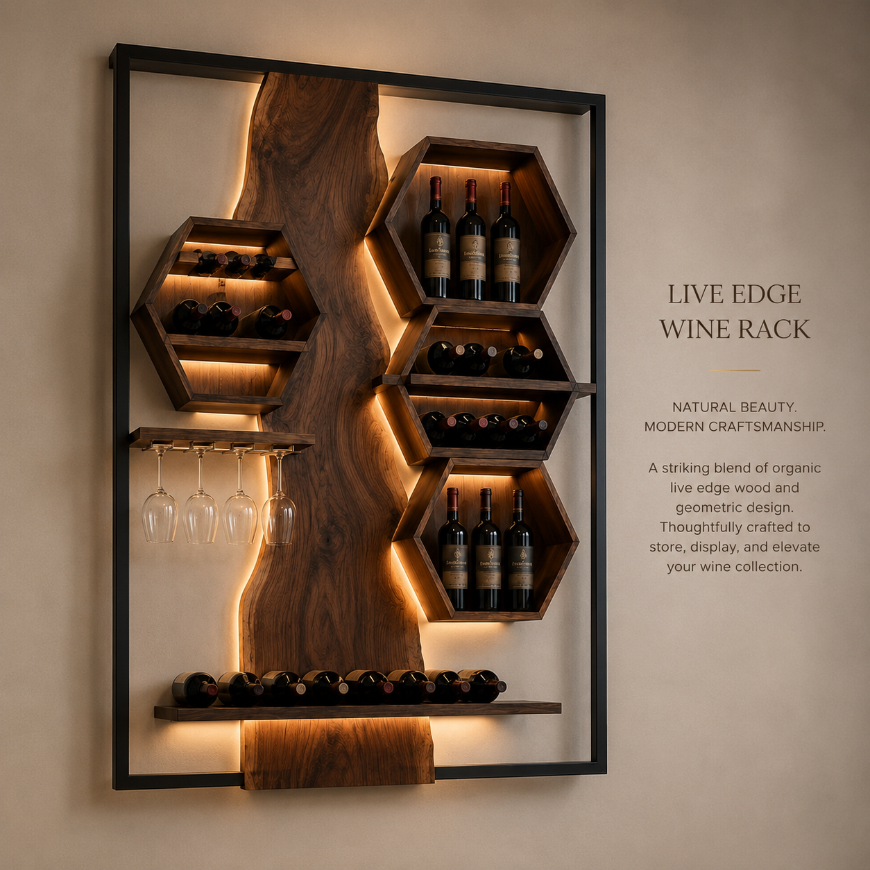 Rowan Solid Wood Wine Holder - Design 317 - product image 03