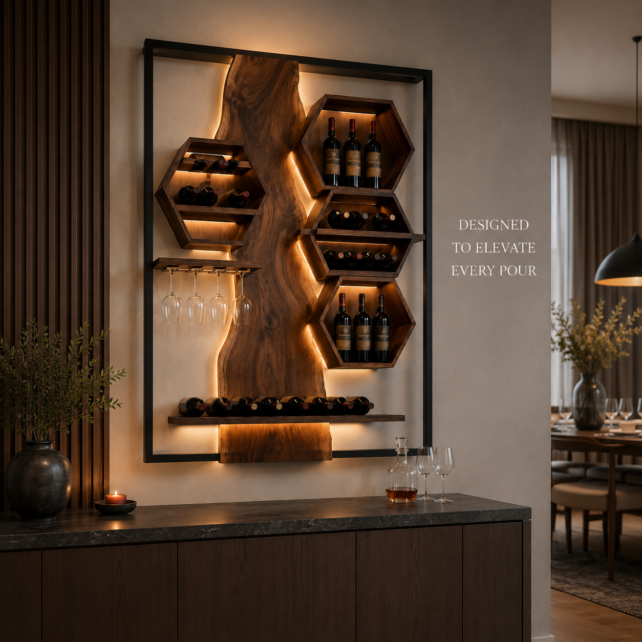 Rowan Solid Wood Wine Holder - Design 317 - product image 04