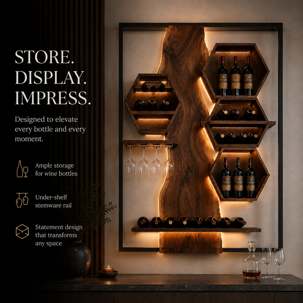 Rowan Solid Wood Wine Holder - Design 317 - product image 07