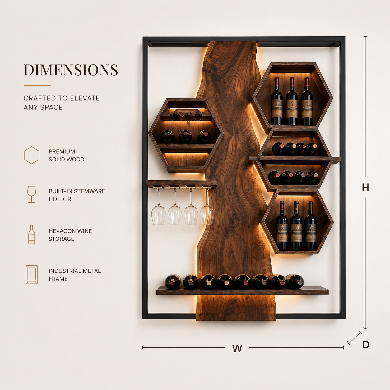 Rowan Solid Wood Wine Holder - Design 317 - product image 08