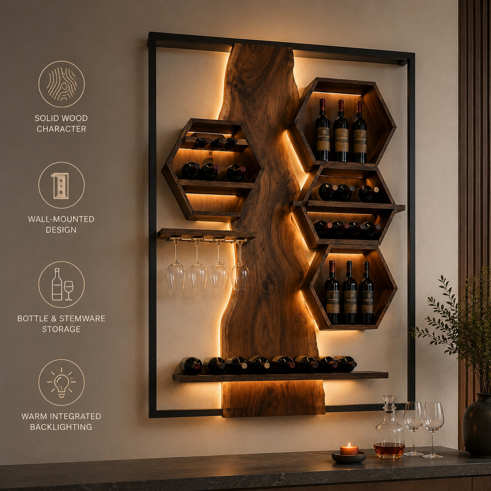 Rowan Solid Wood Wine Holder - Design 317 - product image 09