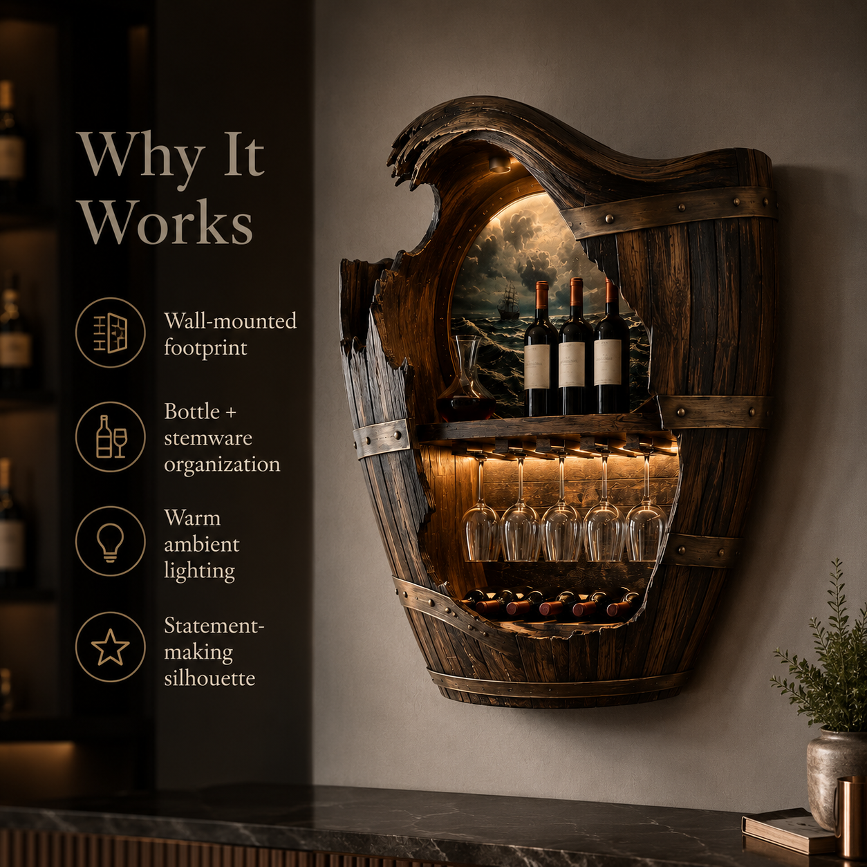 Avery Sculptural Wall Wine Rack - Design 319 - product image 08