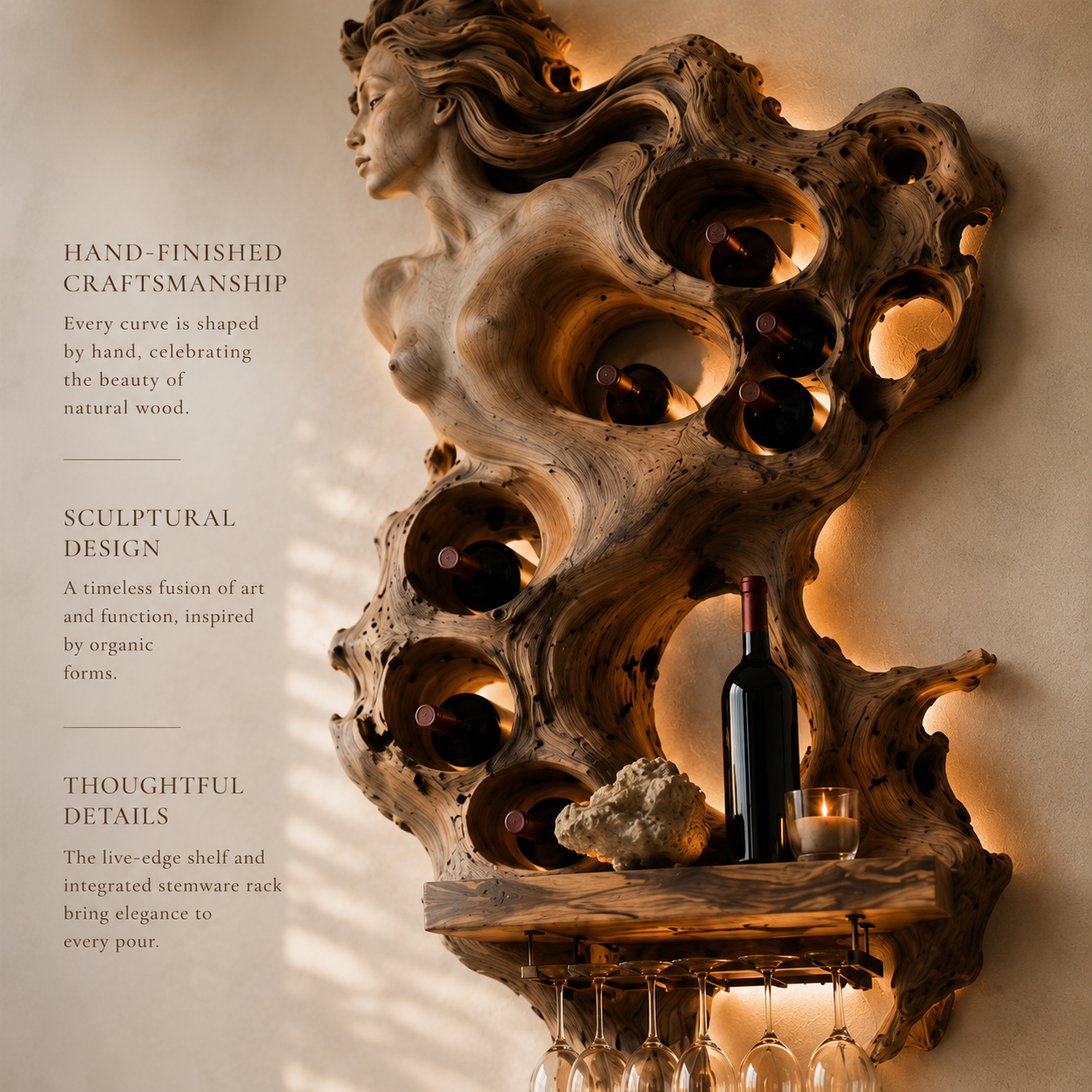 Rowan Solid Wood Wine Holder - Design 325 - product image 06