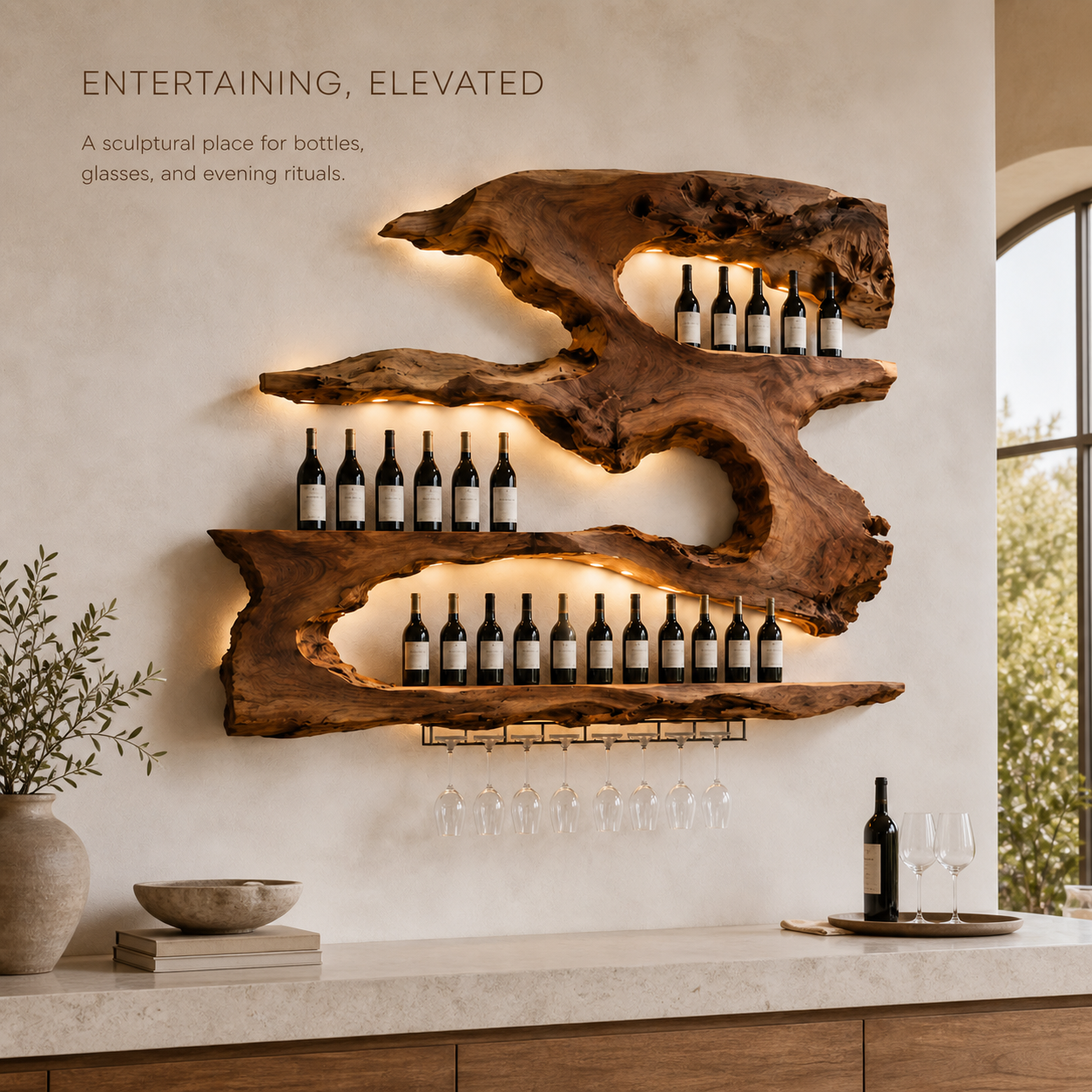 Rowan Natural Wood Wall Wine Holder - Design 327 - product image 02