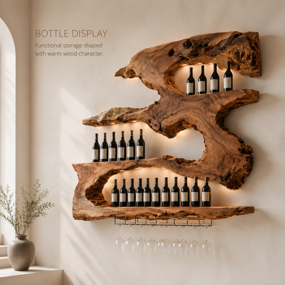 Rowan Natural Wood Wall Wine Holder - Design 327 - product image 03