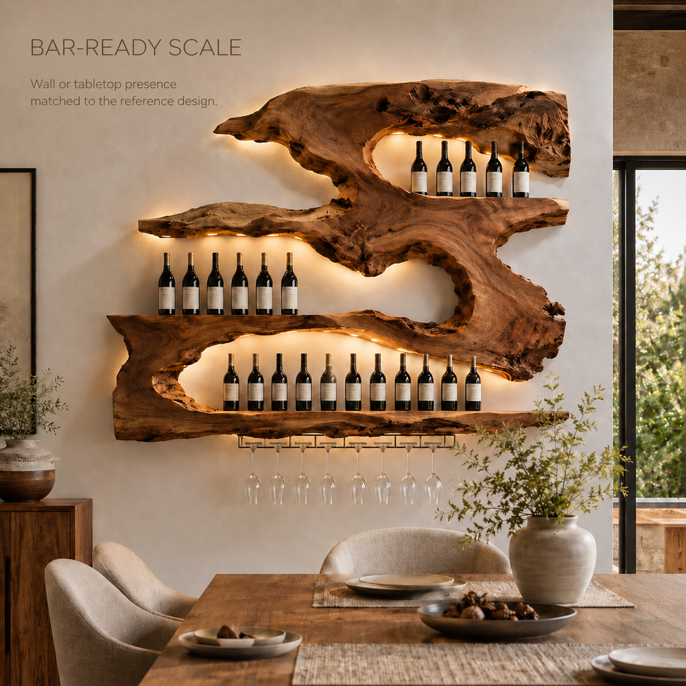 Rowan Natural Wood Wall Wine Holder - Design 327 - product image 04