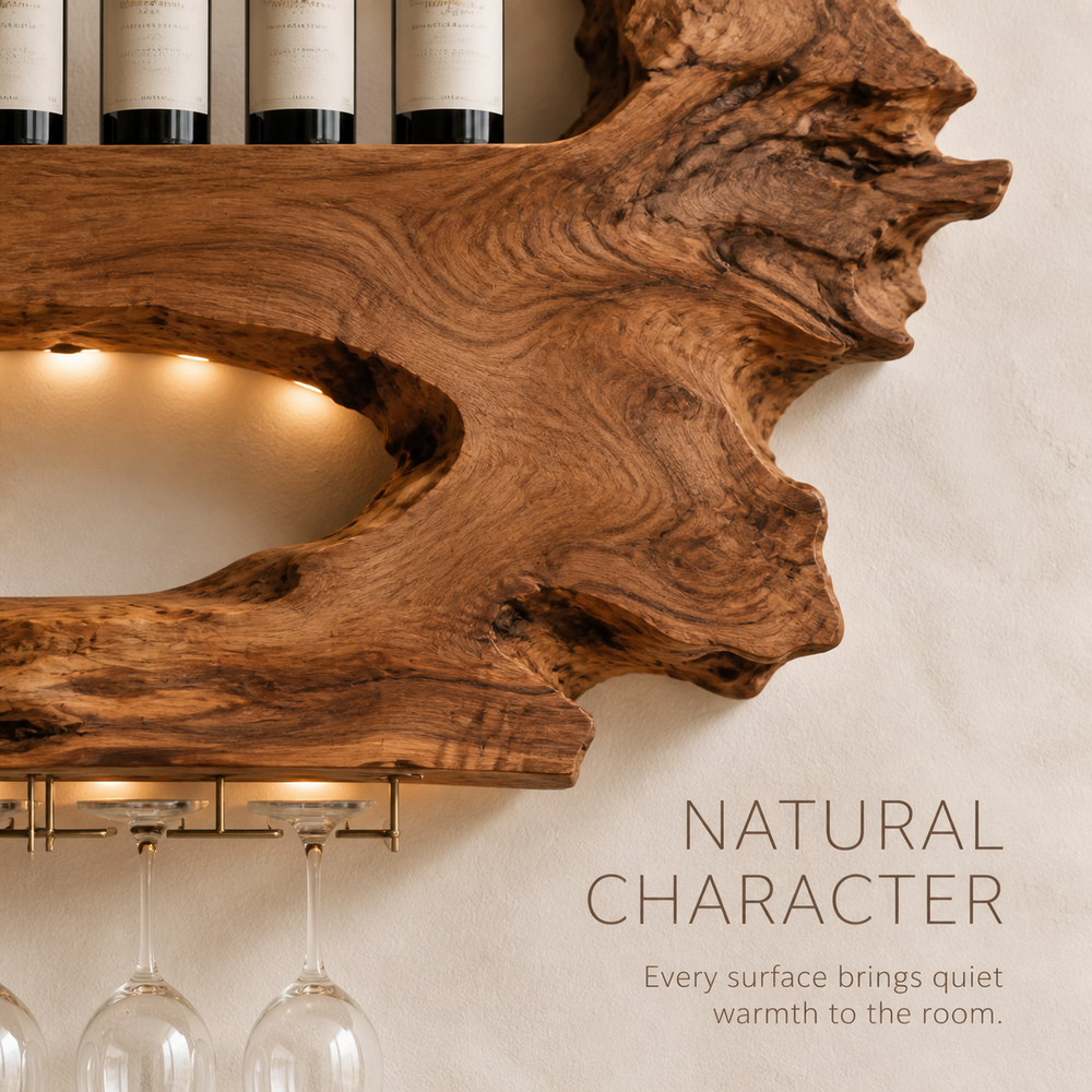 Rowan Natural Wood Wall Wine Holder - Design 327 - product image 05