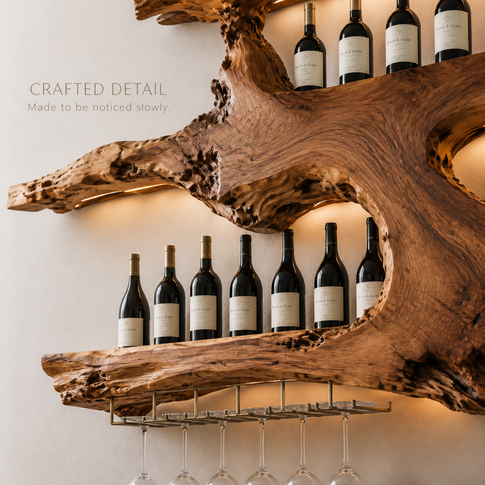 Rowan Natural Wood Wall Wine Holder - Design 327 - product image 06