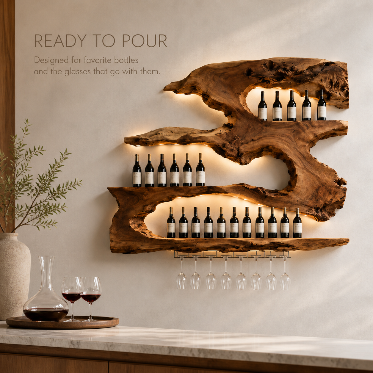 Rowan Natural Wood Wall Wine Holder - Design 327 - product image 07