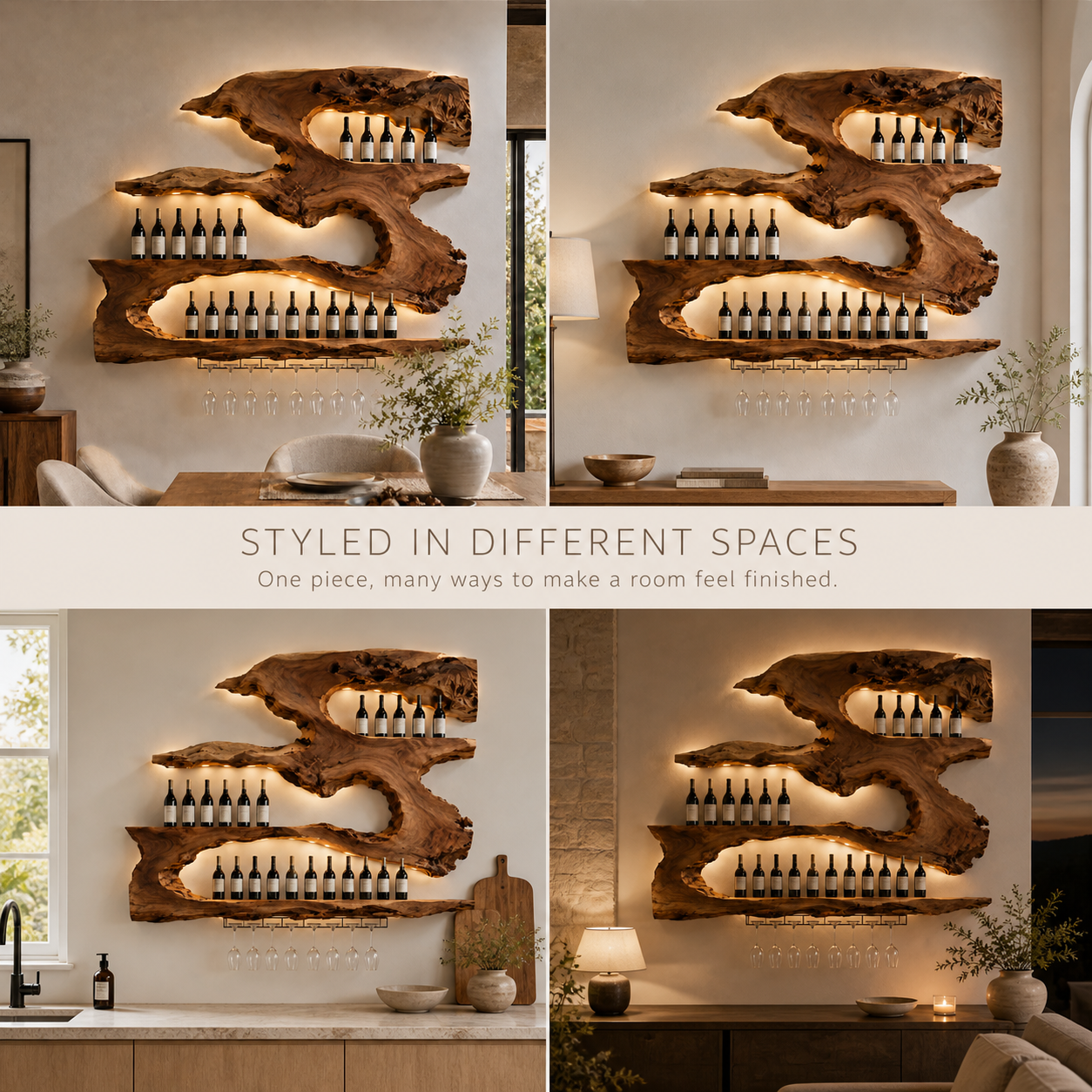 Rowan Natural Wood Wall Wine Holder - Design 327 - product image 10