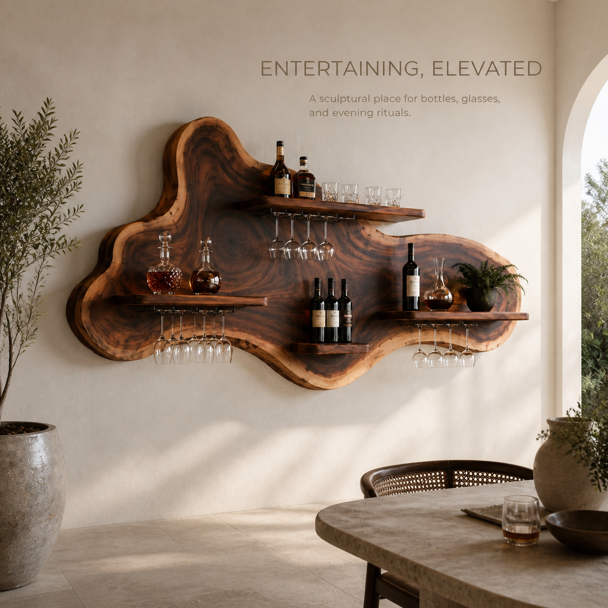 Elara Curved Natural Wood Wine Holder - Design 331 - product image 02