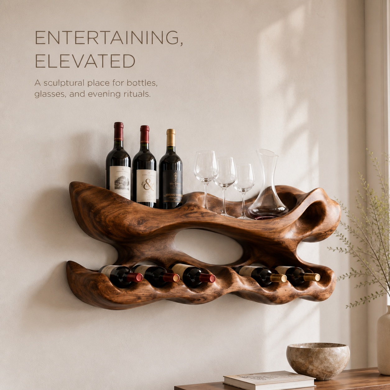 Veyra Natural Wood Wall Wine Rack - Design 332 - product image 02