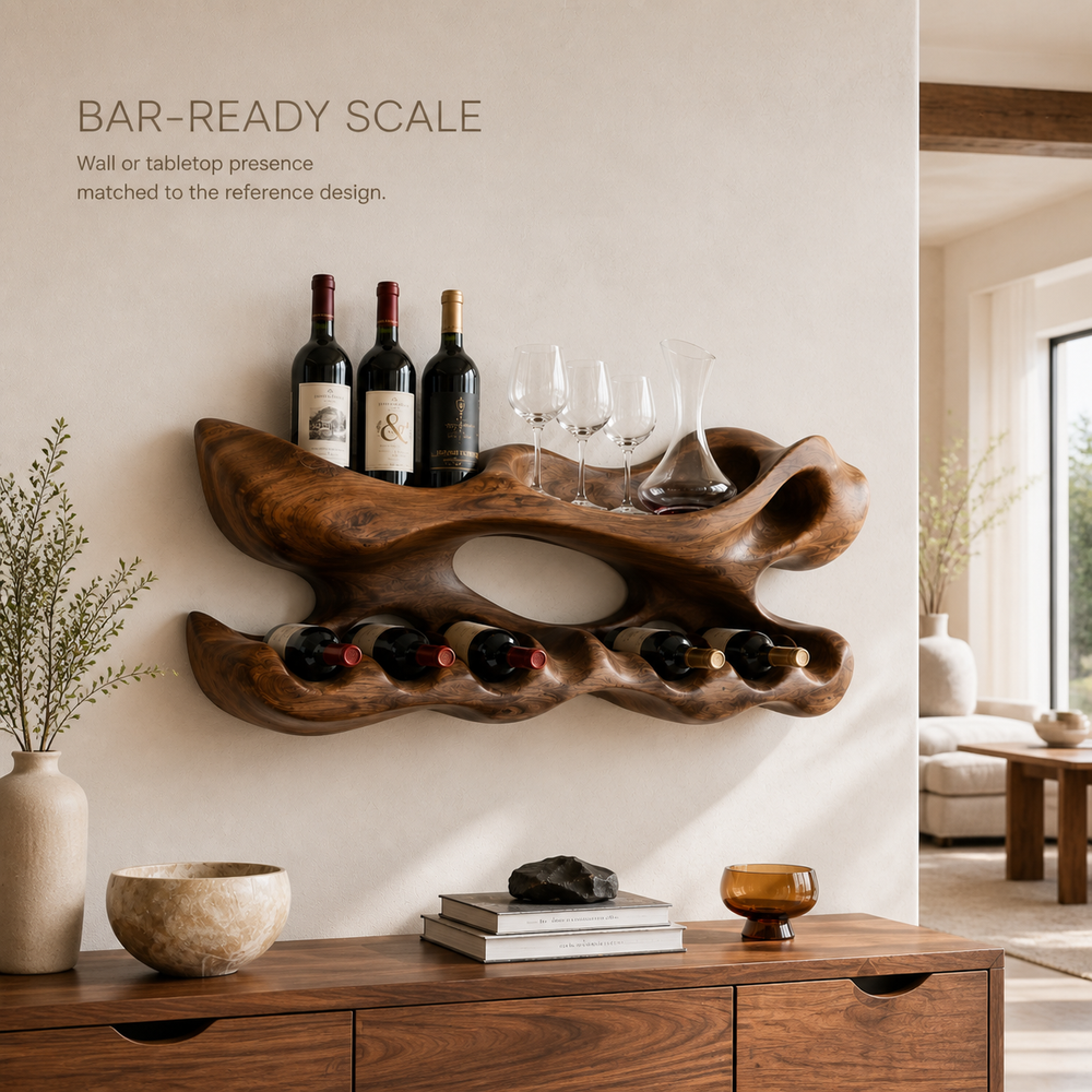 Veyra Natural Wood Wall Wine Rack - Design 332 - product image 04
