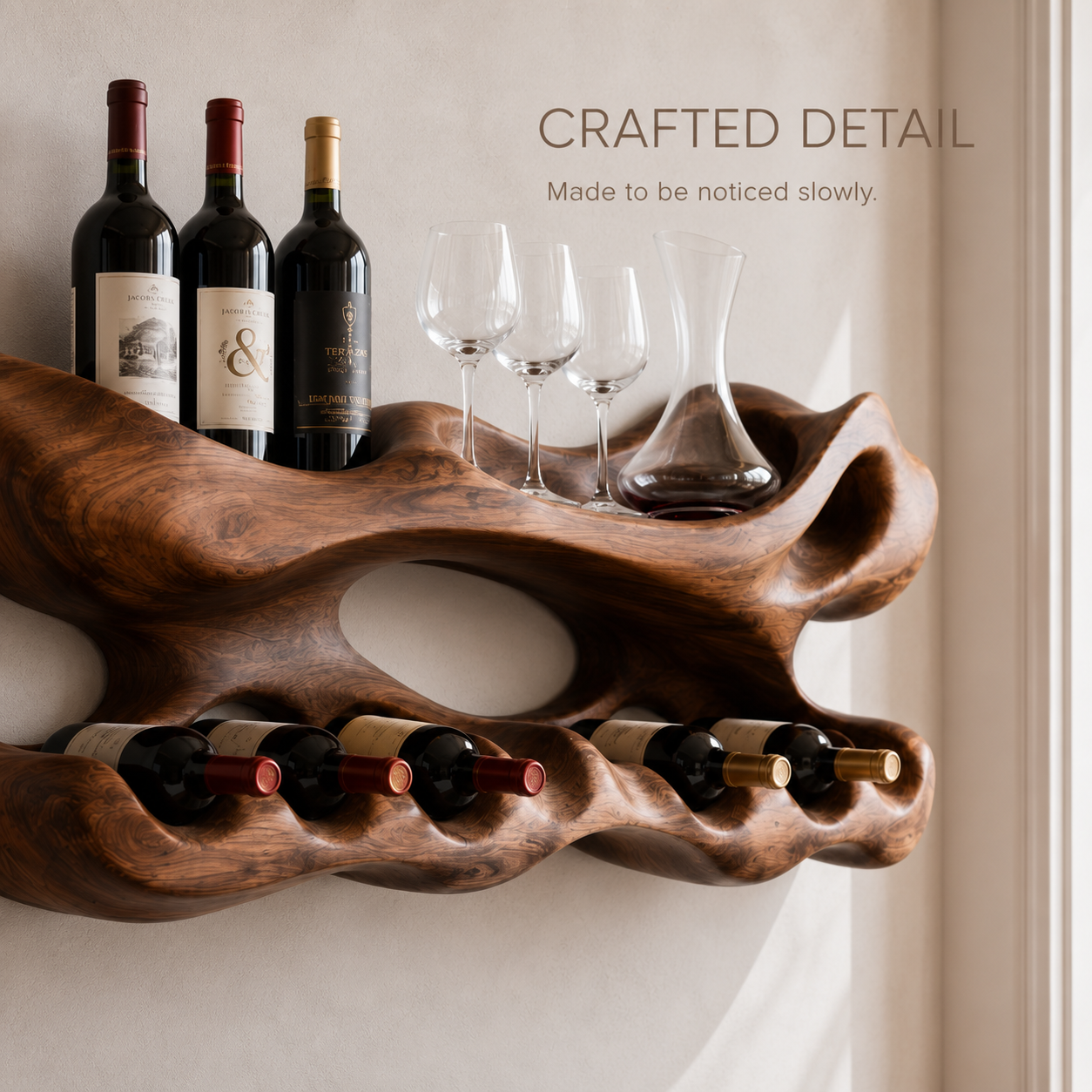 Veyra Natural Wood Wall Wine Rack - Design 332 - product image 06
