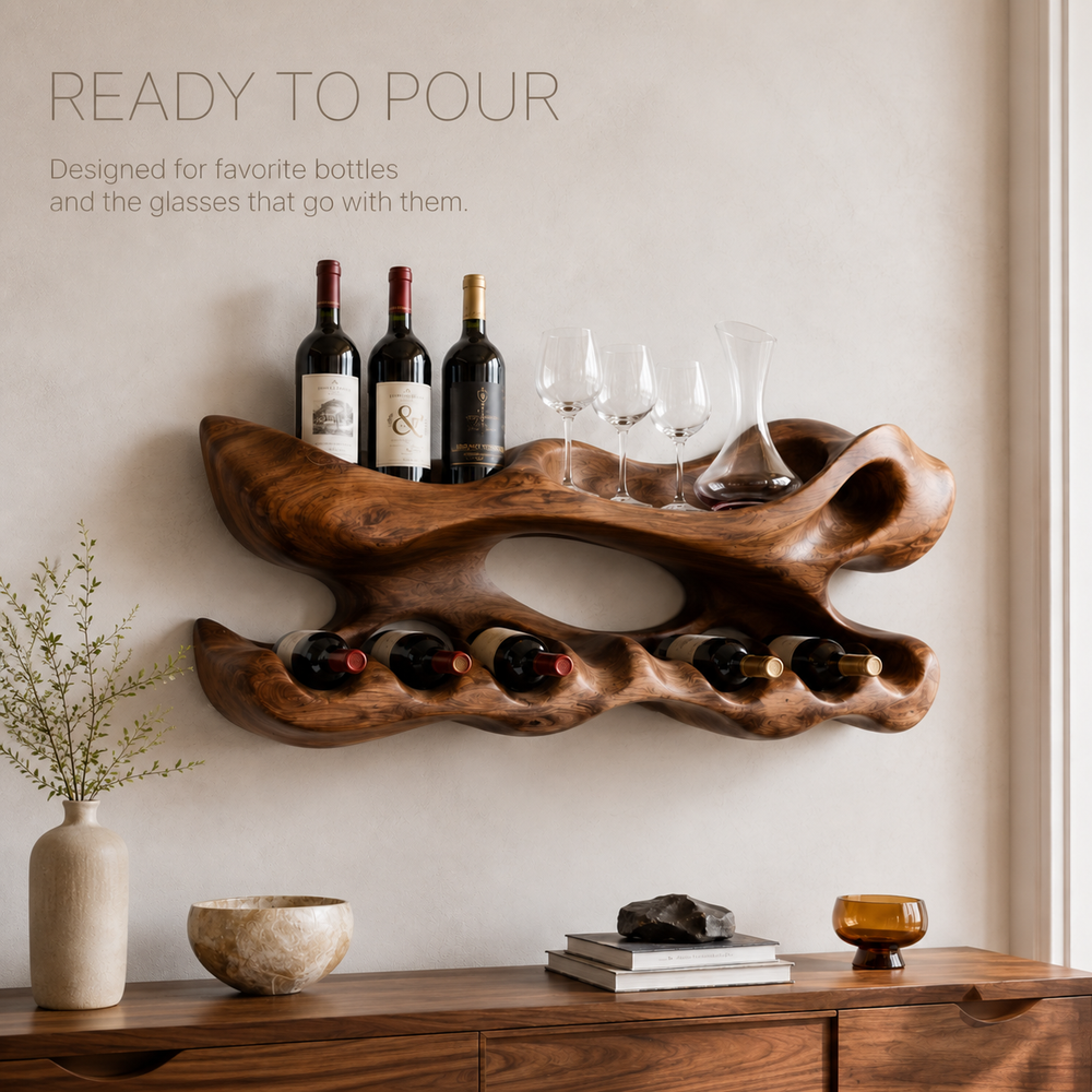 Veyra Natural Wood Wall Wine Rack - Design 332 - product image 07