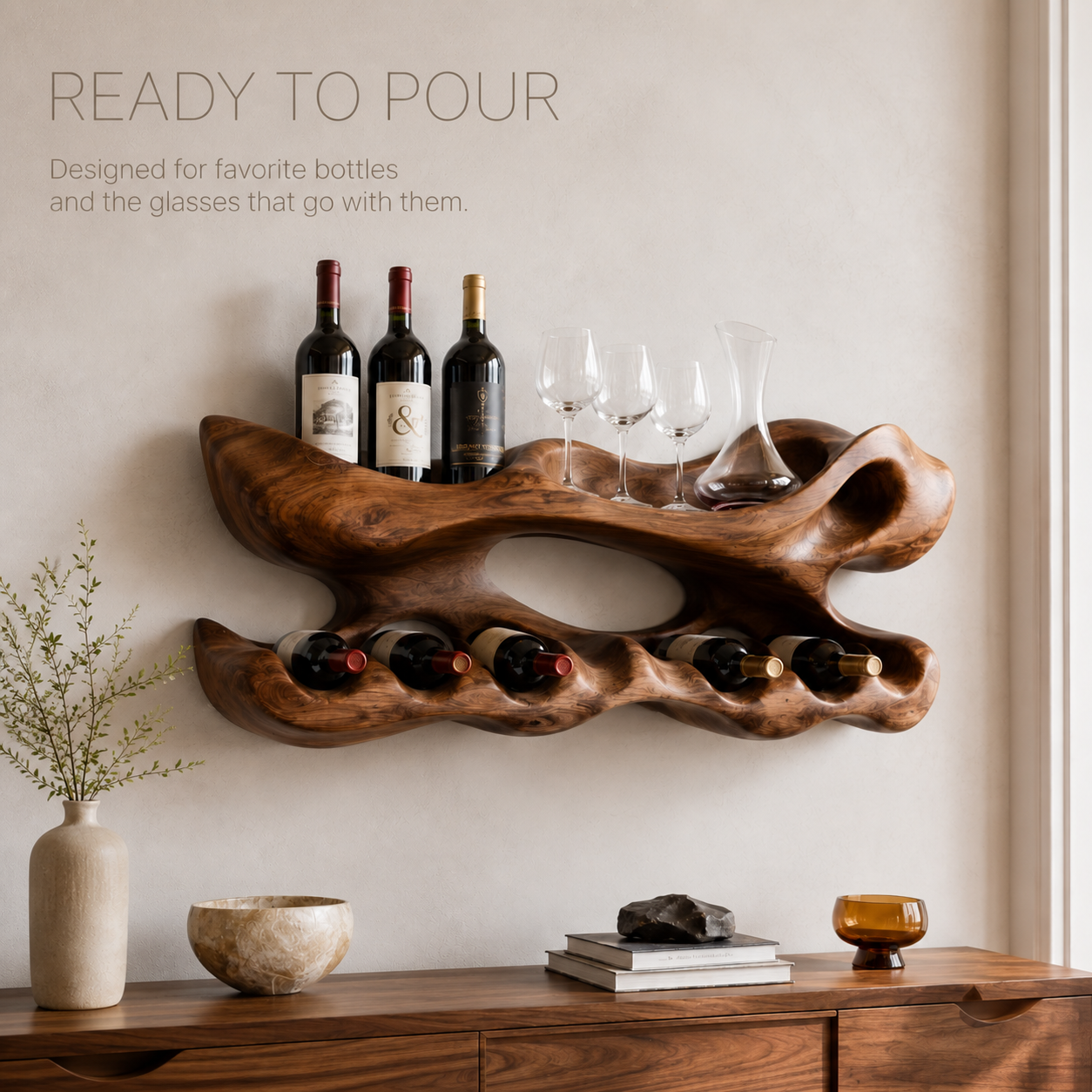 Veyra Natural Wood Wall Wine Rack - Design 332 - product image 07