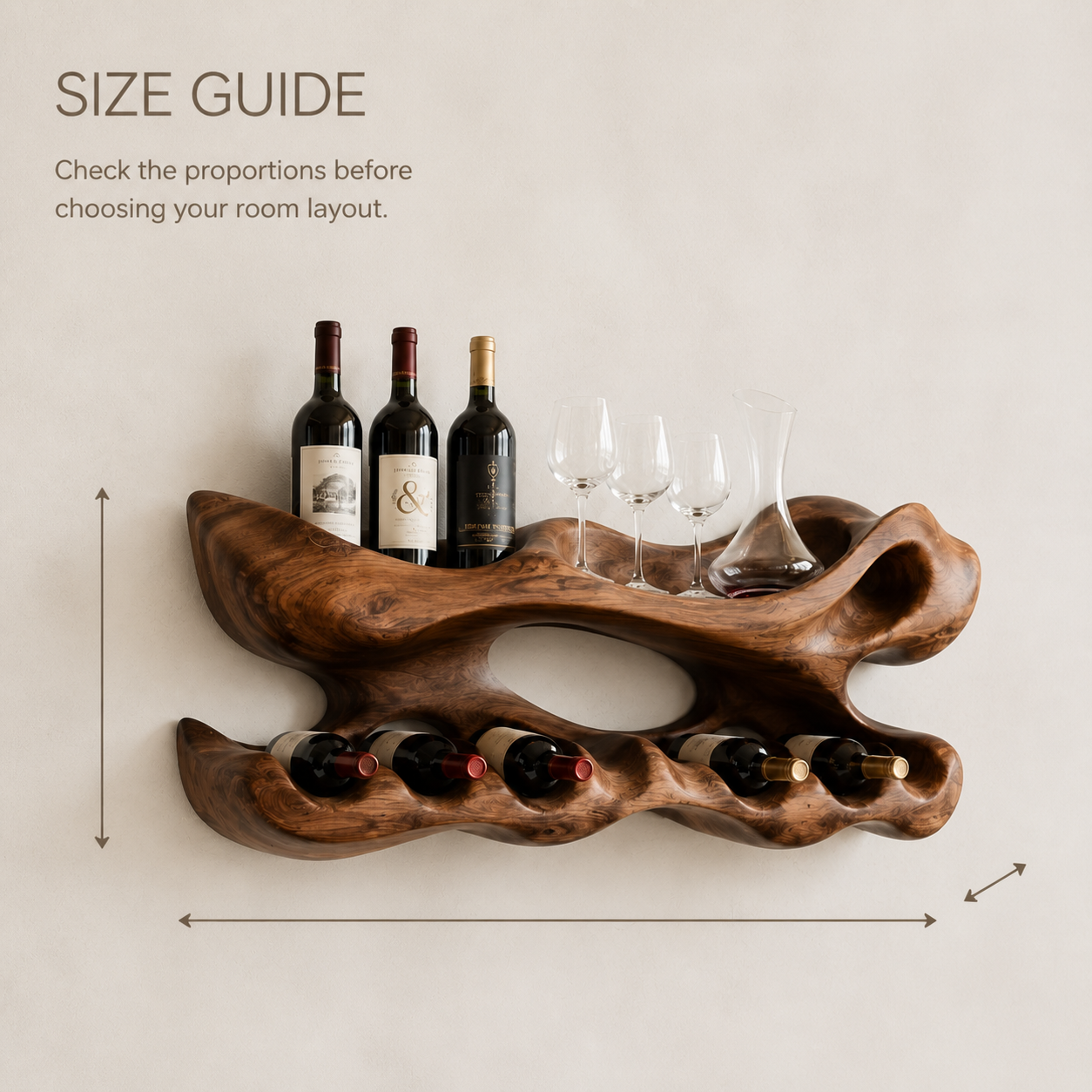 Veyra Natural Wood Wall Wine Rack - Design 332 - product image 08