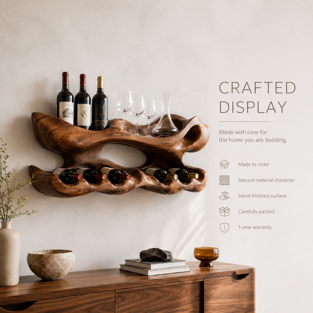 Veyra Natural Wood Wall Wine Rack - Design 332 - product image 09