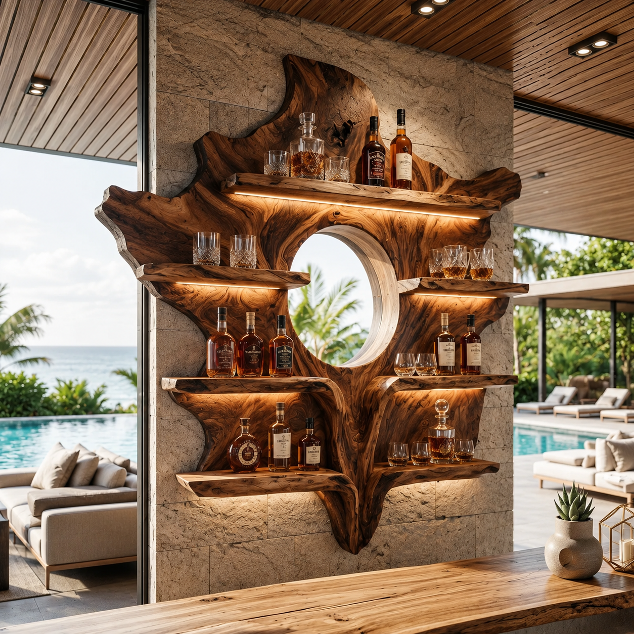 Rowan Natural Wood Wall Wine Holder - Design 335 - main view