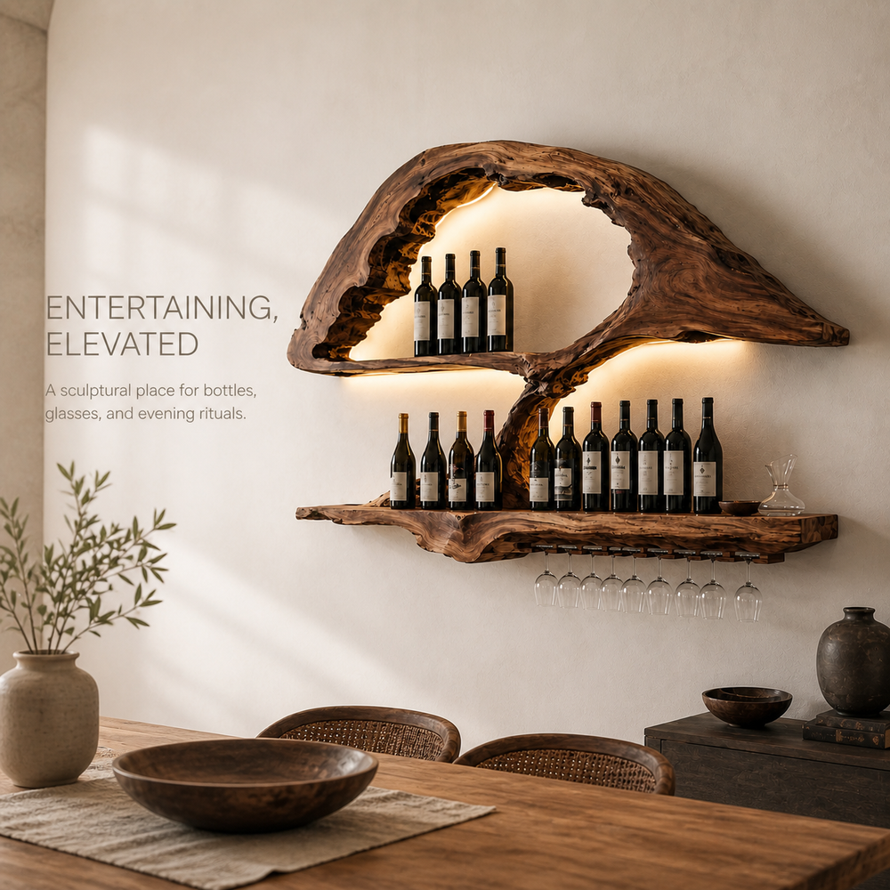 Elara Curved Natural Wood Wine Holder - Design 339 - product image 02