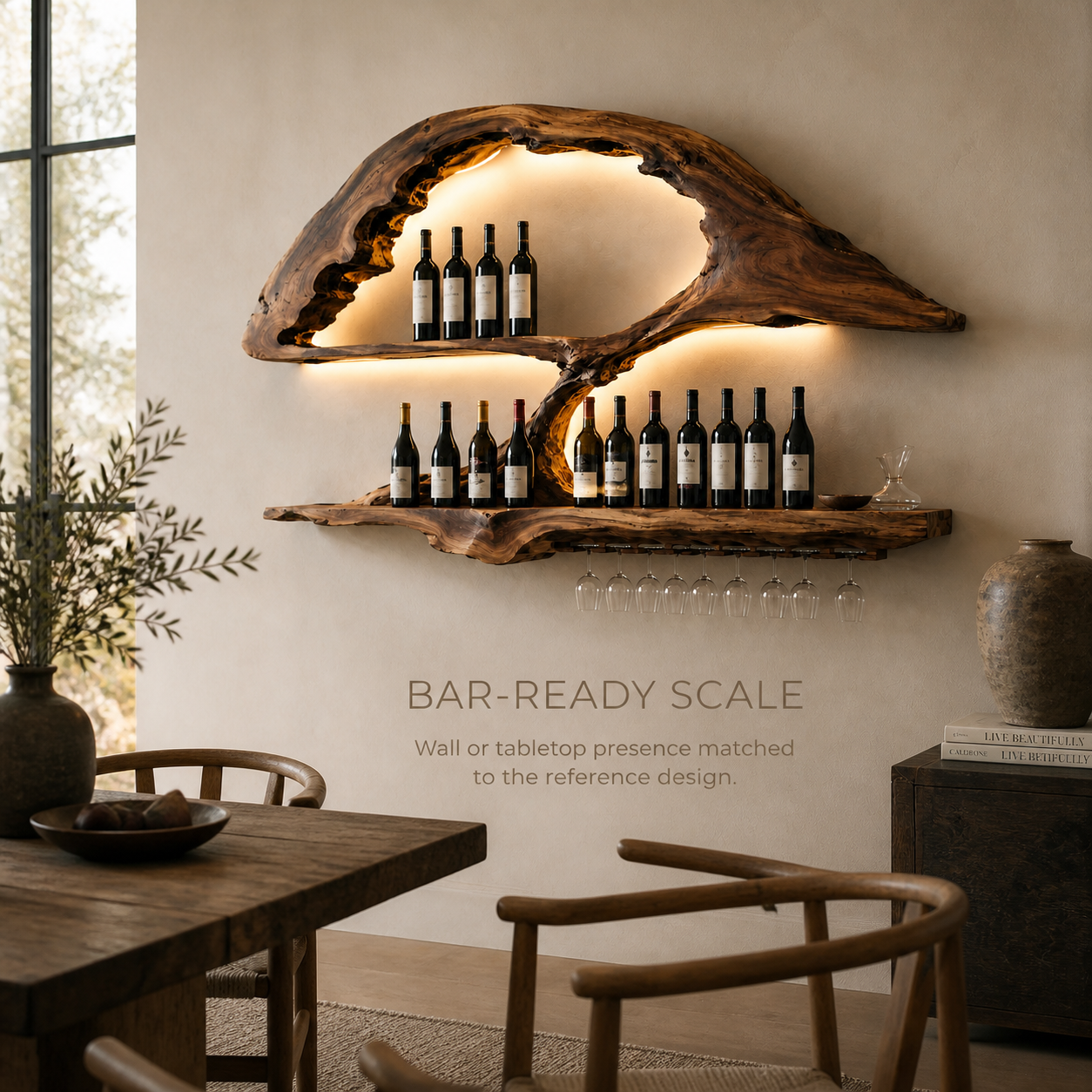 Elara Curved Natural Wood Wine Holder - Design 339 - product image 04