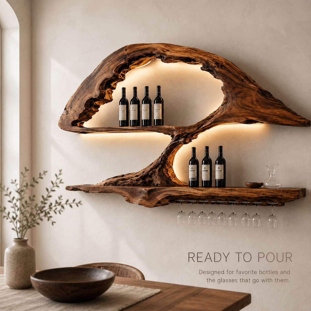 Elara Curved Natural Wood Wine Holder - Design 339 - product image 07