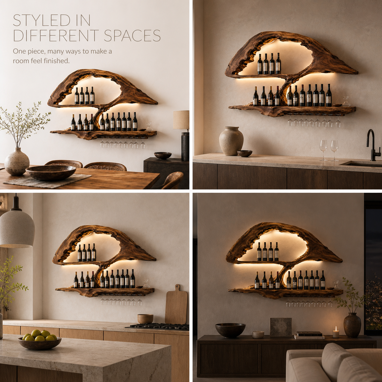 Elara Curved Natural Wood Wine Holder - Design 339 - product image 10