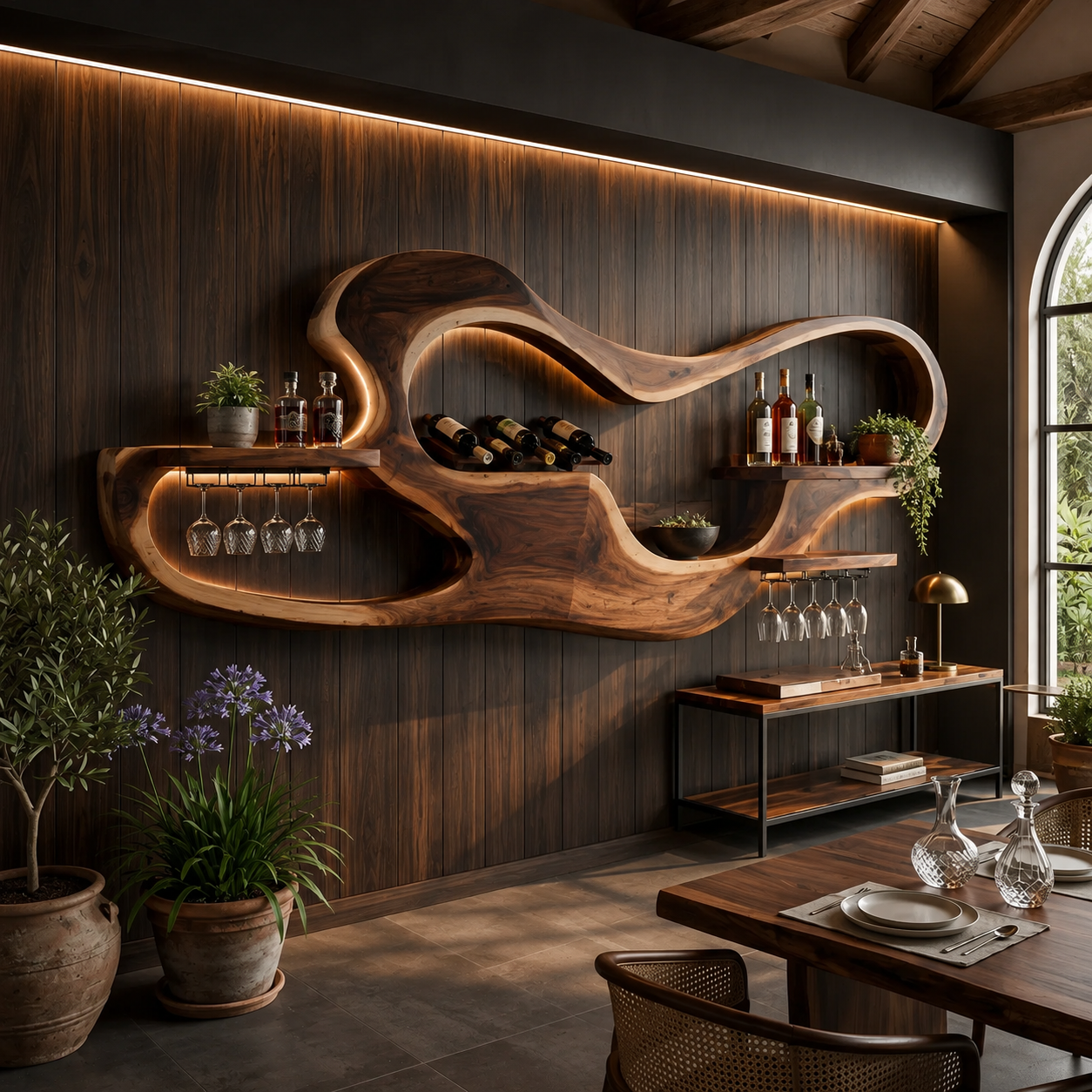 Veyra Natural Wood Wall Wine Rack - Design 340 - main view