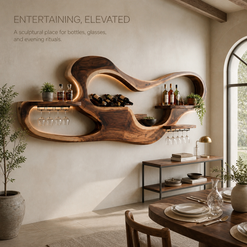 Veyra Natural Wood Wall Wine Rack - Design 340 - product image 02