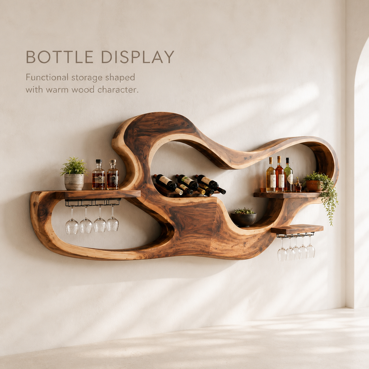 Veyra Natural Wood Wall Wine Rack - Design 340 - product image 03