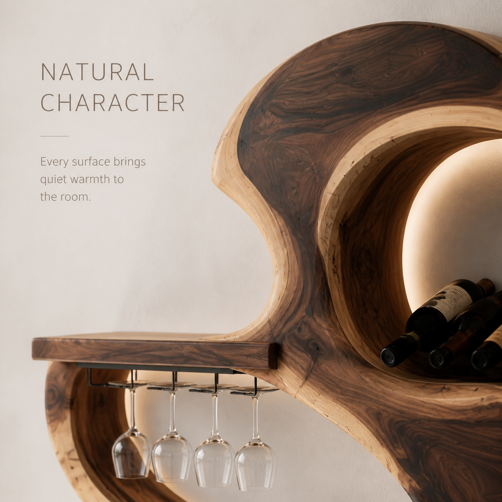 Veyra Natural Wood Wall Wine Rack - Design 340 - product image 05