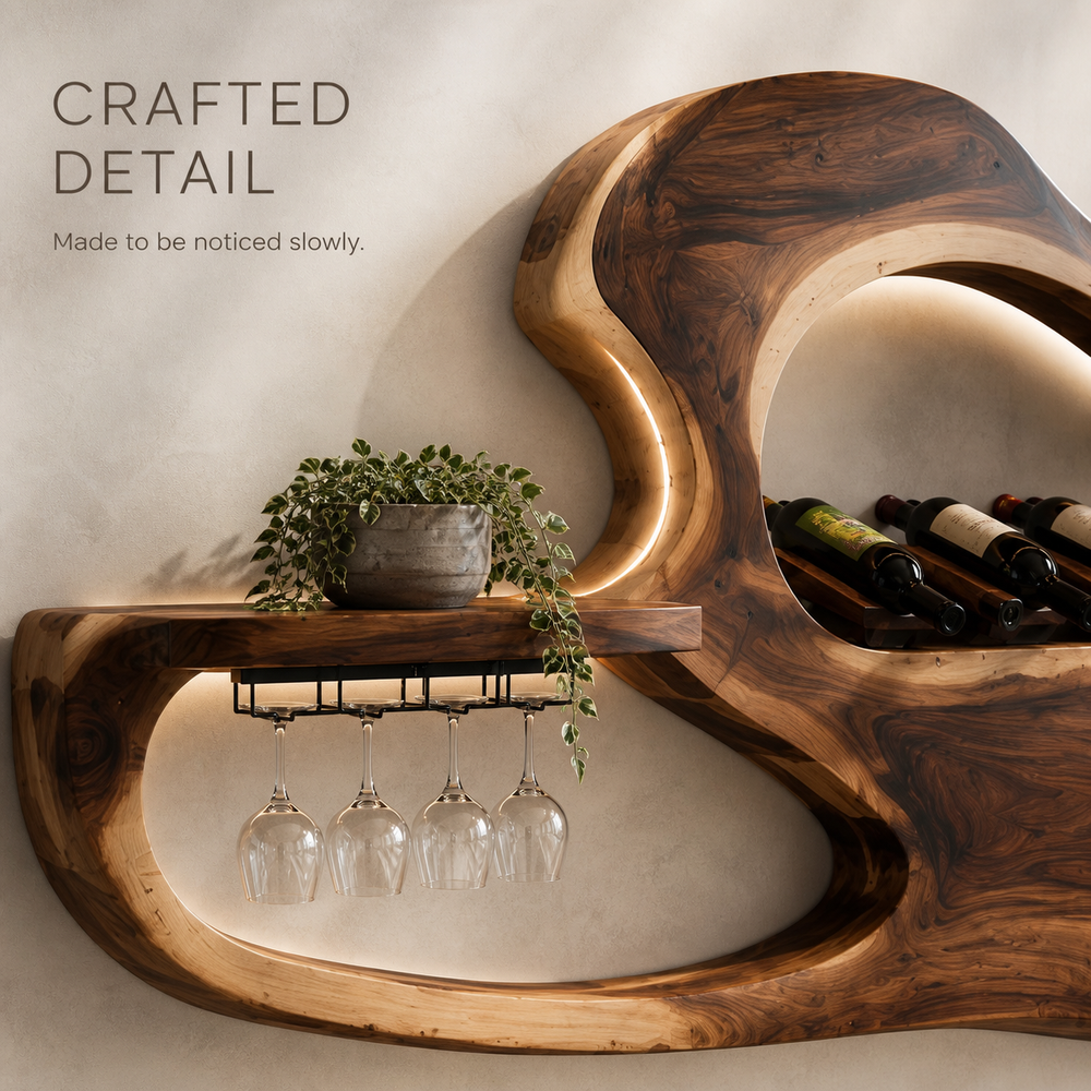 Veyra Natural Wood Wall Wine Rack - Design 340 - product image 06
