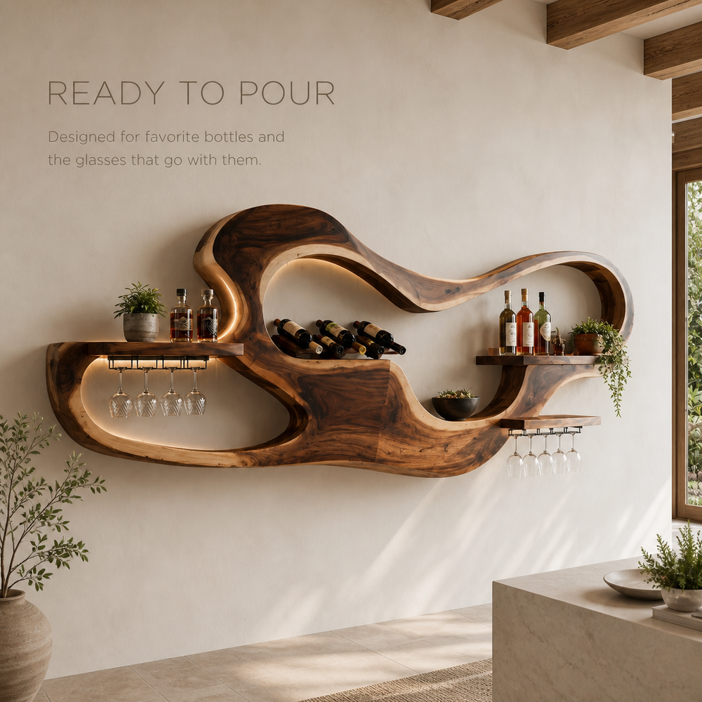 Veyra Natural Wood Wall Wine Rack - Design 340 - product image 07