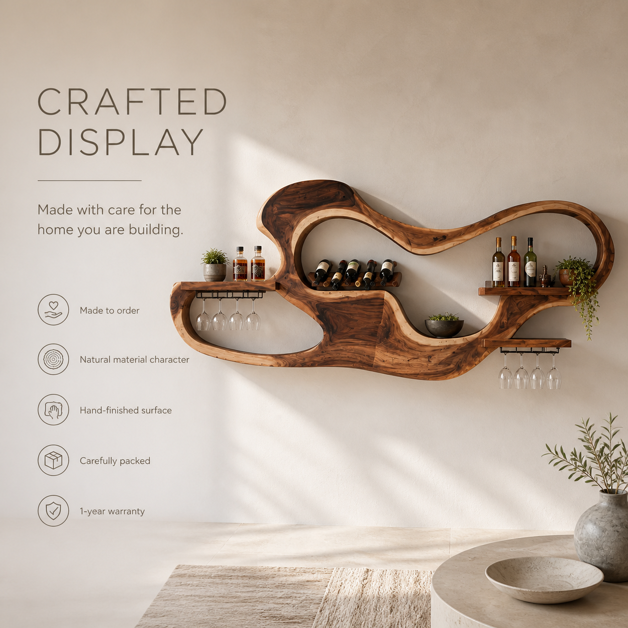 Veyra Natural Wood Wall Wine Rack - Design 340 - product image 09