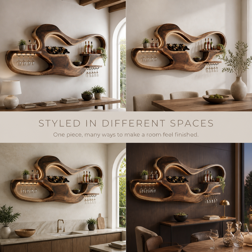 Veyra Natural Wood Wall Wine Rack - Design 340 - product image 10