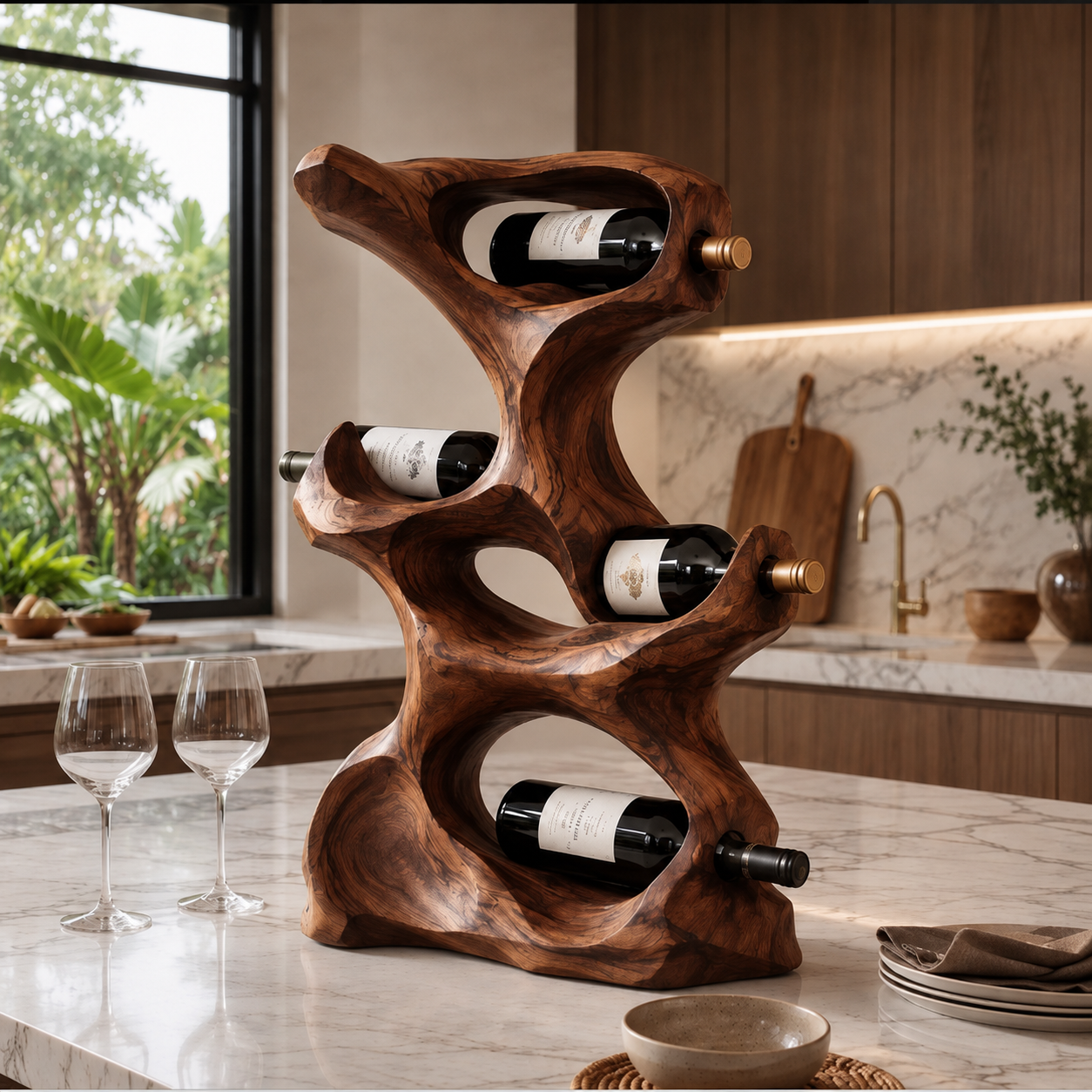 Rowan Natural Wood Counter Wine Holder - Design 343 - main view